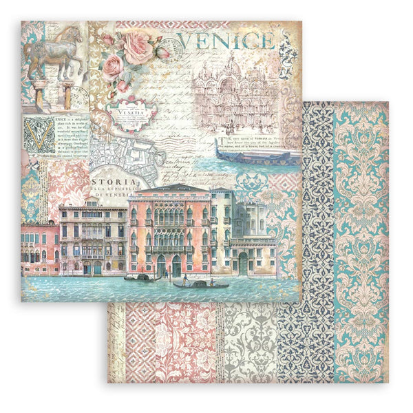 Stamperia VENICE CITY OF ART 8X8 Double Faced Paper 10 Sheets + Bonus #SBBS128