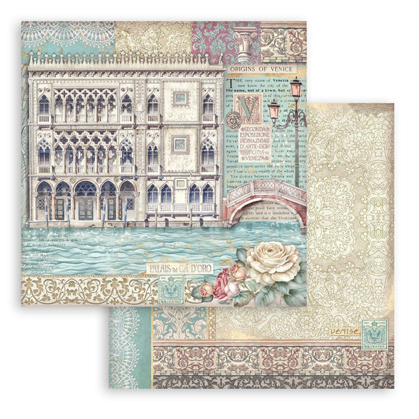 Stamperia VENICE CITY OF ART 8X8 Double Faced Paper 10 Sheets + Bonus #SBBS128