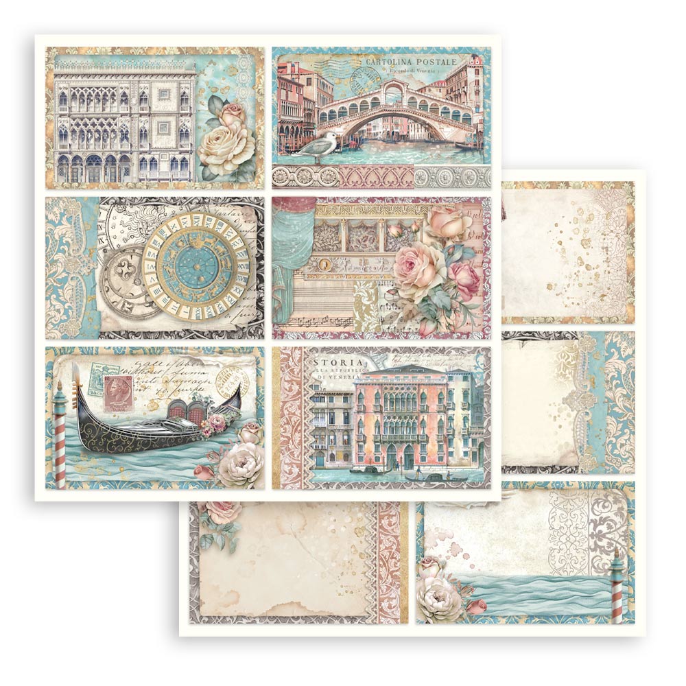 Stamperia VENICE CITY OF ART 8X8 Double Faced Paper 10 Sheets + Bonus #SBBS128