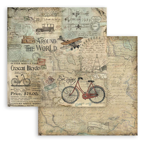 Stamperia AROUND the WORLD 8X8 Double Faced Scrapbook Paper 10 Sheets + Bonus #SBBS12