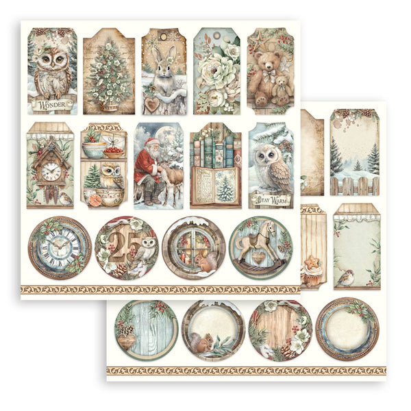 Stamperia THE OWL'S HOUSE Christmas 8X8 Double Faced Paper 10 Sheets + Bonus #SBBS130