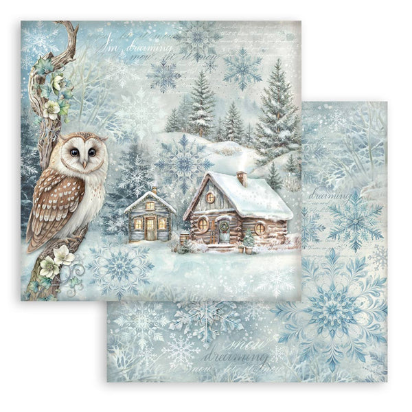 Stamperia THE OWL'S HOUSE Christmas 8X8 Double Faced Paper 10 Sheets + Bonus #SBBS130