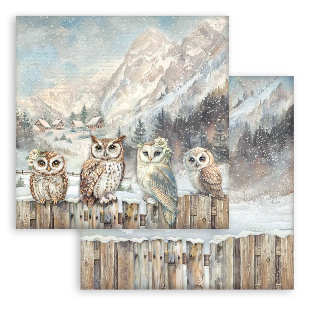 Stamperia THE OWL'S HOUSE Christmas 8X8 Double Faced Paper 10 Sheets + Bonus #SBBS130