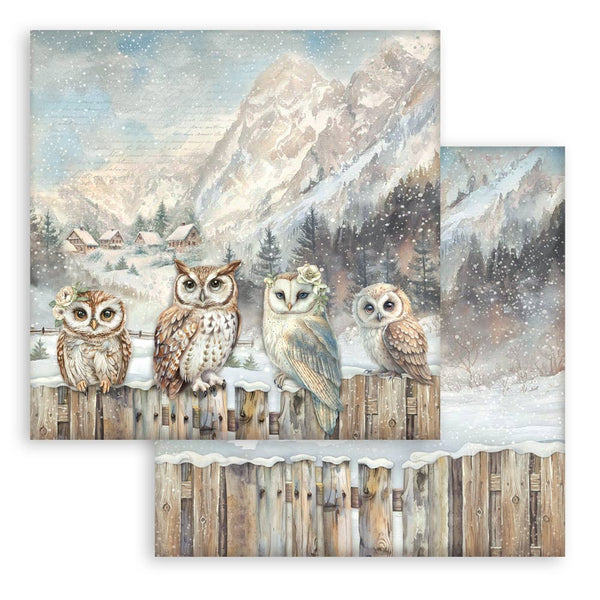 Stamperia THE OWL'S HOUSE Christmas 8X8 Double Faced Paper 10 Sheets + Bonus #SBBS130