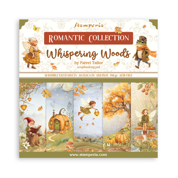 Stamperia WHISPERING WOODS 8X8 Double Faced Paper 10 Sheets + Bonus #SBBS131