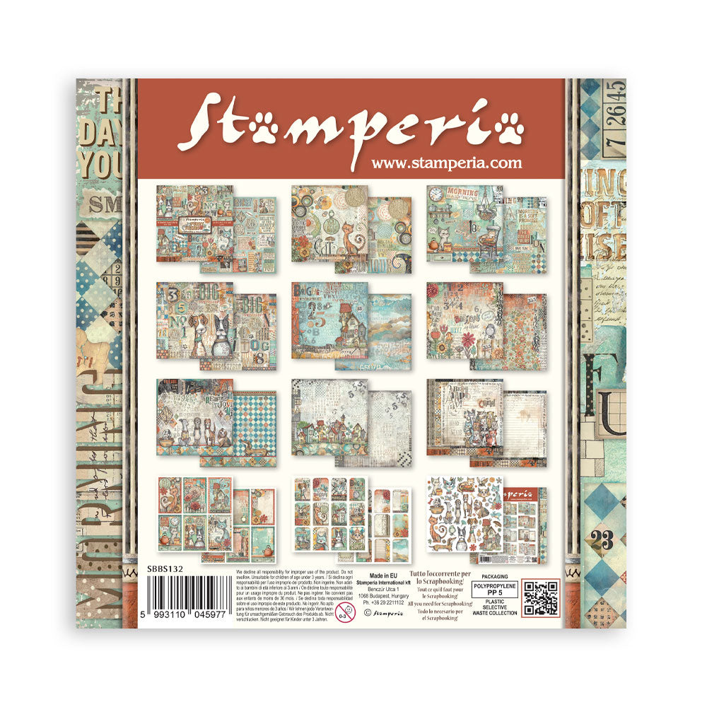 Stamperia FURRY FRIENDS 8X8 Double Faced Paper 10 Sheets + Bonus #SBBS132