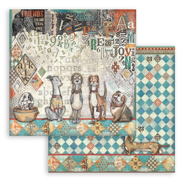 Stamperia FURRY FRIENDS 8X8 Double Faced Paper 10 Sheets + Bonus #SBBS132