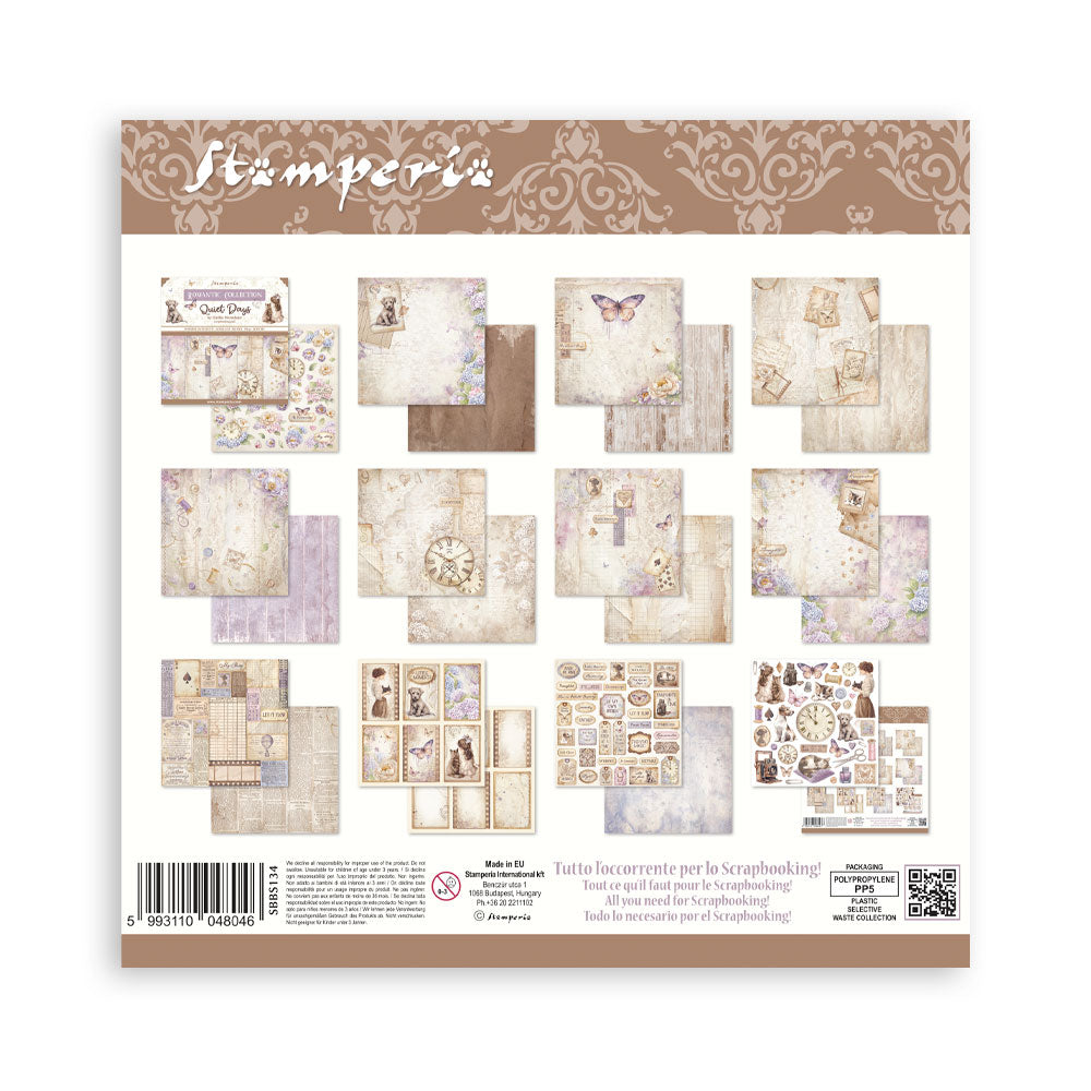 Stamperia QUIET DAYS 8X8 Double Faced Paper 10 Sheets + Bonus #SBBS134