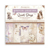 Stamperia Romantic Collection Quiet Days scrapbooking pad packaging with images of a dog, cat, and butterfly.