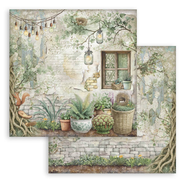 Stamperia HERBARIUM SILVAE 8X8 Double Faced Paper 10 Sheets + Bonus #SBBS135