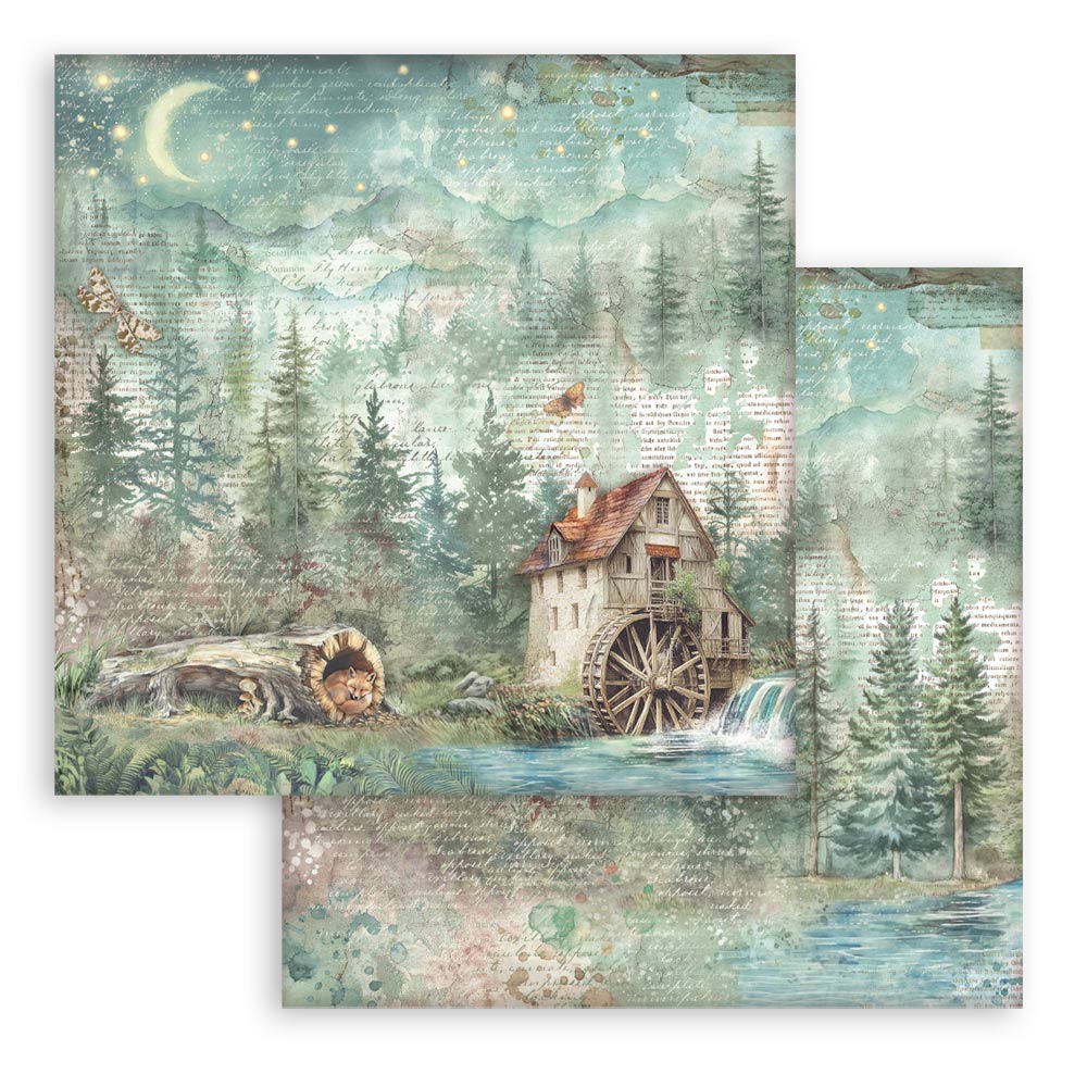 Stamperia HERBARIUM SILVAE 8X8 Double Faced Paper 10 Sheets + Bonus #SBBS135