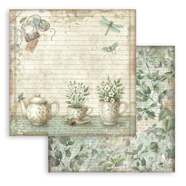 Stamperia HERBARIUM SILVAE 8X8 Double Faced Paper 10 Sheets + Bonus #SBBS135