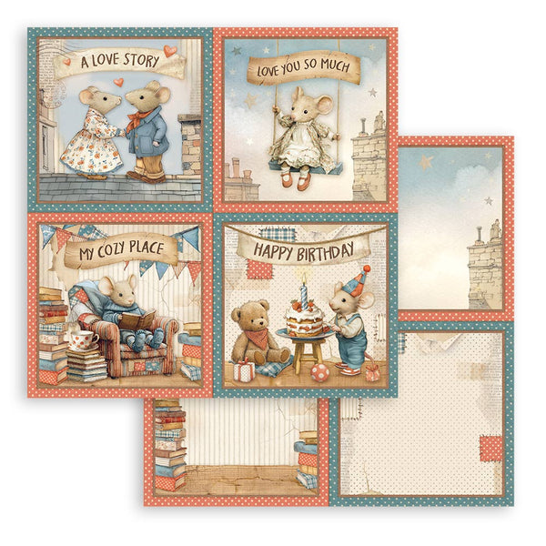 Stamperia FAMILY 8X8 Double Faced Paper 10 Sheets + Bonus #SBBS137