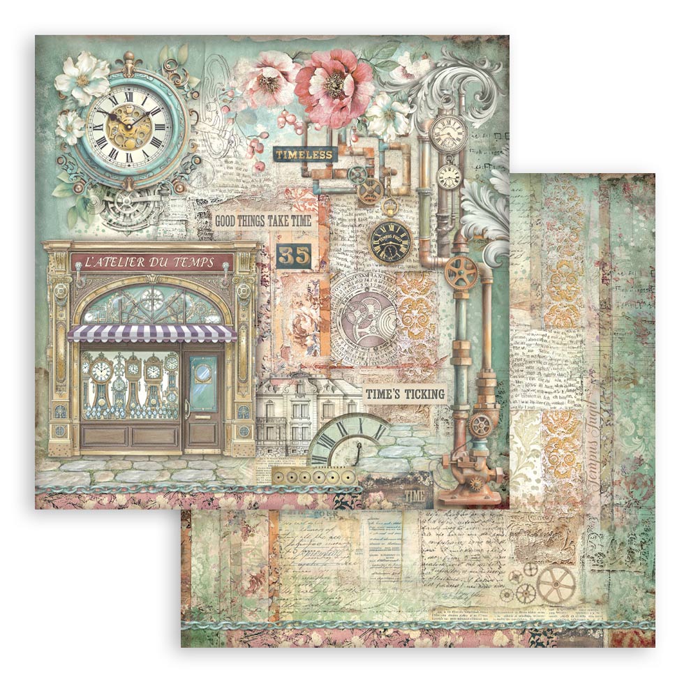 Stamperia GARDENS OF TIME 8X8 Double Faced Paper 10 Sheets + Bonus #SBBS141