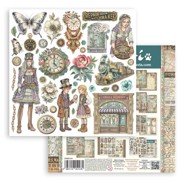 Stamperia GARDENS OF TIME 8X8 Double Faced Paper 10 Sheets + Bonus #SBBS141