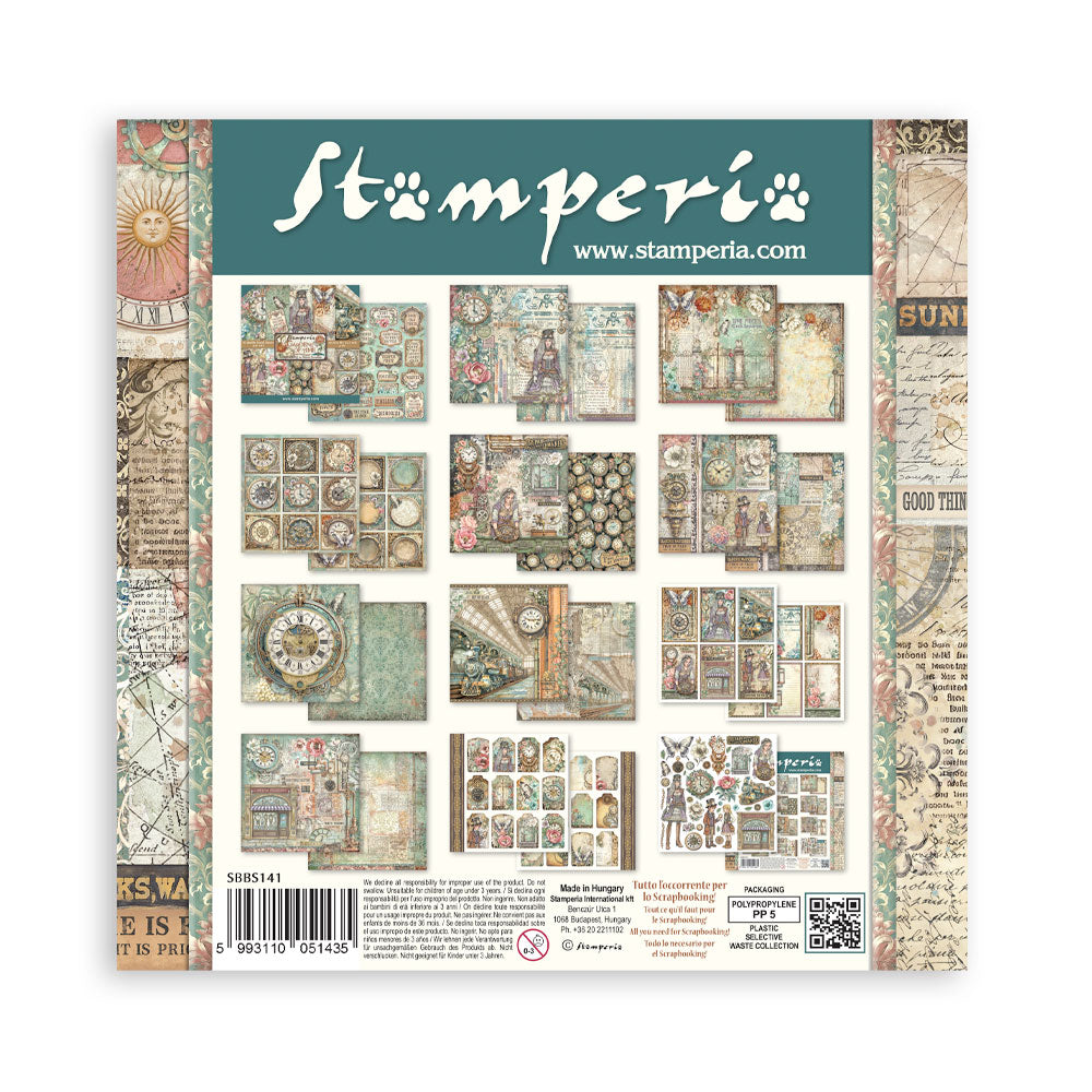 Stamperia GARDENS OF TIME 8X8 Double Faced Paper 10 Sheets + Bonus #SBBS141