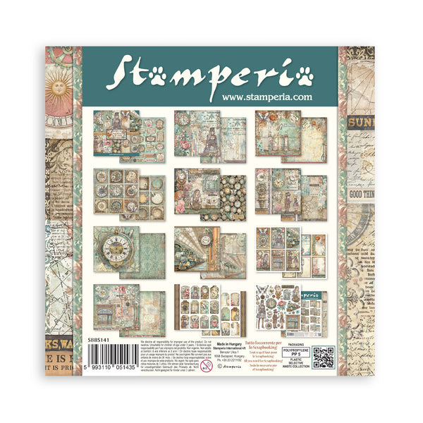 Stamperia GARDENS OF TIME 8X8 Double Faced Paper 10 Sheets + Bonus #SBBS141