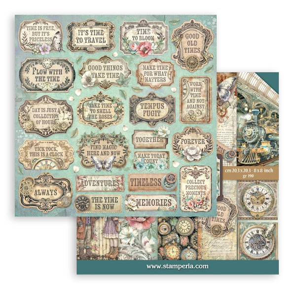 Stamperia GARDENS OF TIME 8X8 Double Faced Paper 10 Sheets + Bonus #SBBS141