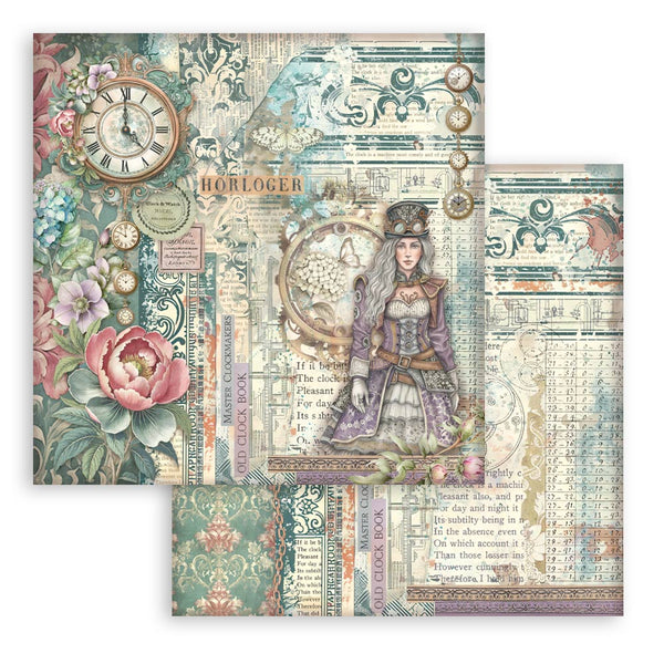 Stamperia GARDENS OF TIME 8X8 Double Faced Paper 10 Sheets + Bonus #SBBS141