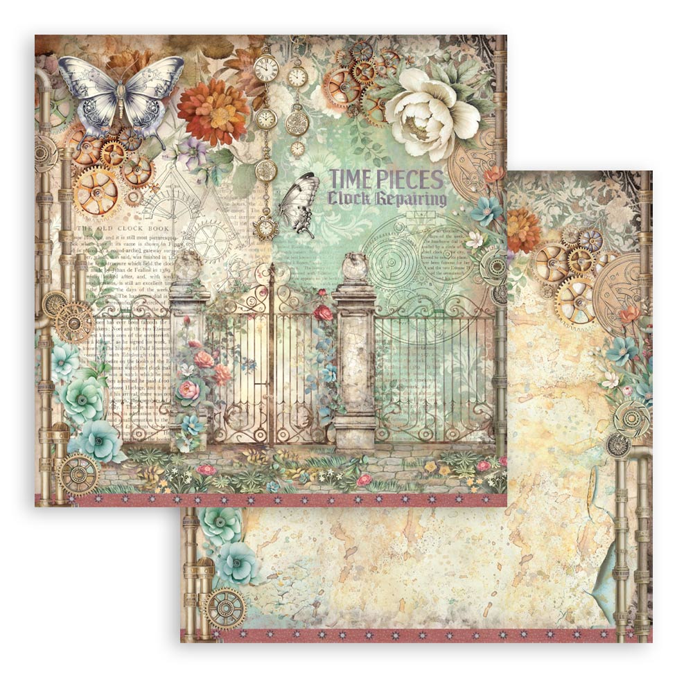 Stamperia GARDENS OF TIME 8X8 Double Faced Paper 10 Sheets + Bonus #SBBS141