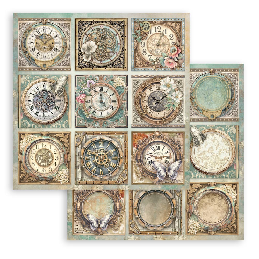 Stamperia GARDENS OF TIME 8X8 Double Faced Paper 10 Sheets + Bonus #SBBS141