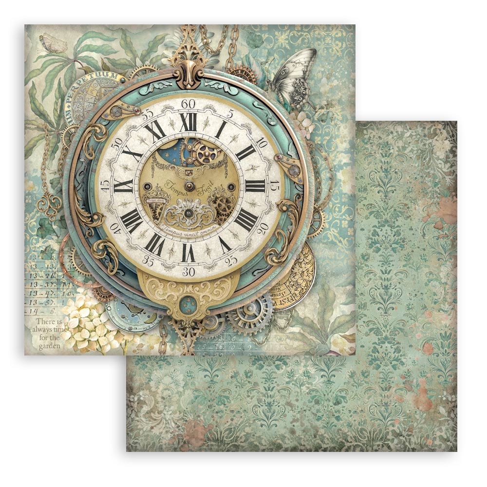 Stamperia GARDENS OF TIME 8X8 Double Faced Paper 10 Sheets + Bonus #SBBS141