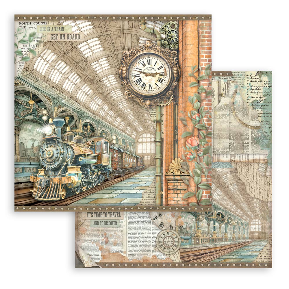 Stamperia GARDENS OF TIME 8X8 Double Faced Paper 10 Sheets + Bonus #SBBS141