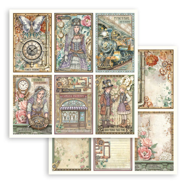 Stamperia GARDENS OF TIME 8X8 Double Faced Paper 10 Sheets + Bonus #SBBS141