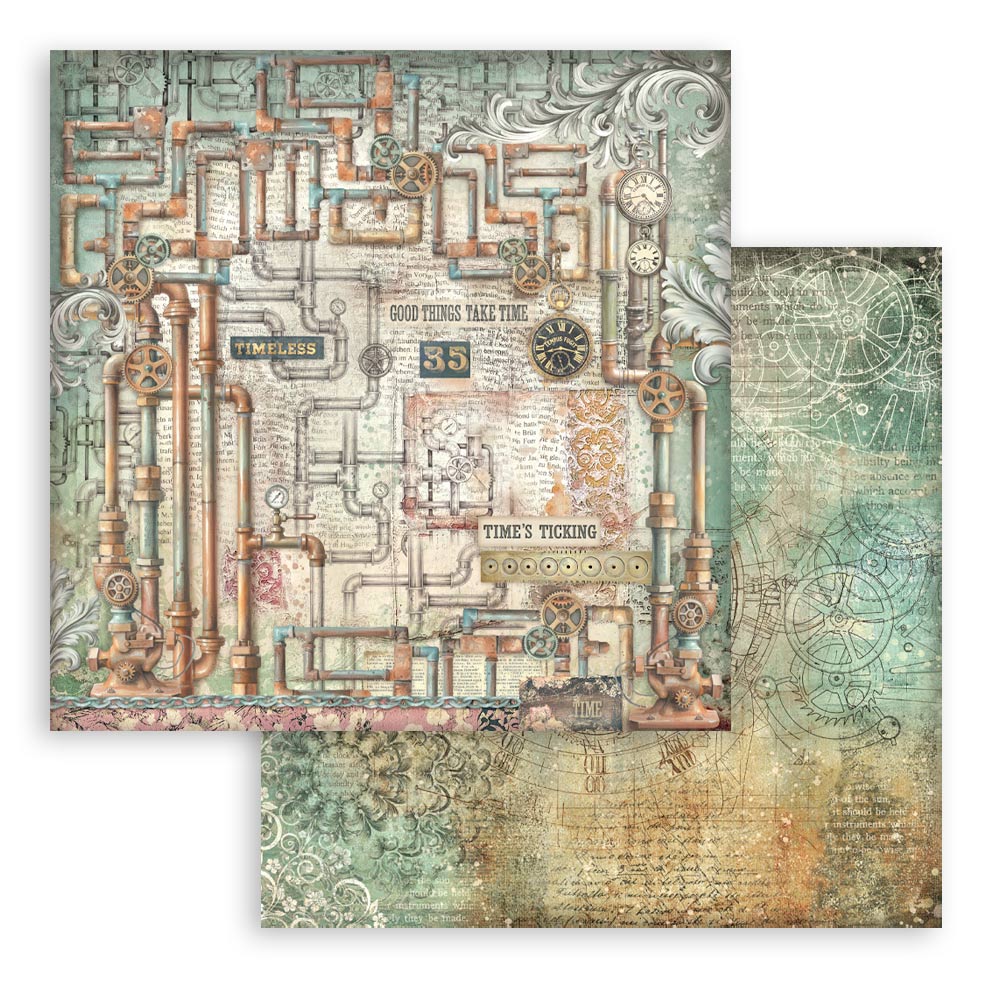 Stamperia GARDENS OF TIME BACKGROUNDS 8X8 Double Faced Paper 10 Sheets + Bonus #SBBS142