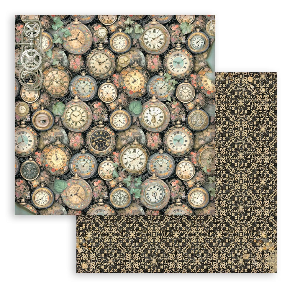 Stamperia GARDENS OF TIME BACKGROUNDS 8X8 Double Faced Paper 10 Sheets + Bonus #SBBS142
