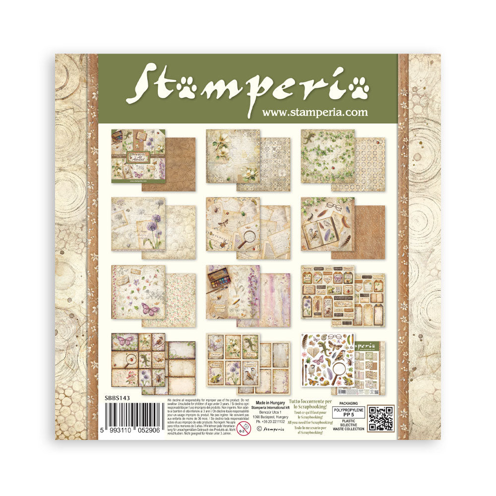 Stamperia ALL AROUND 8X8 Double Faced Paper 10 Sheets + Bonus #SBBS143