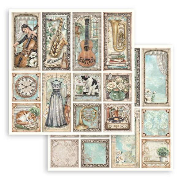 Stamperia SYMPHONY 8X8 Double Faced Paper 10 Sheets + Bonus #SBBS144