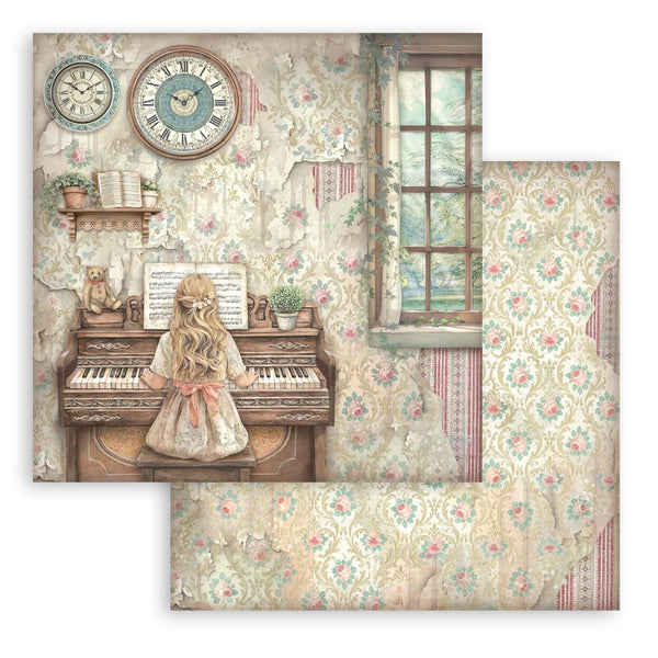 Stamperia SYMPHONY 8X8 Double Faced Paper 10 Sheets + Bonus #SBBS144