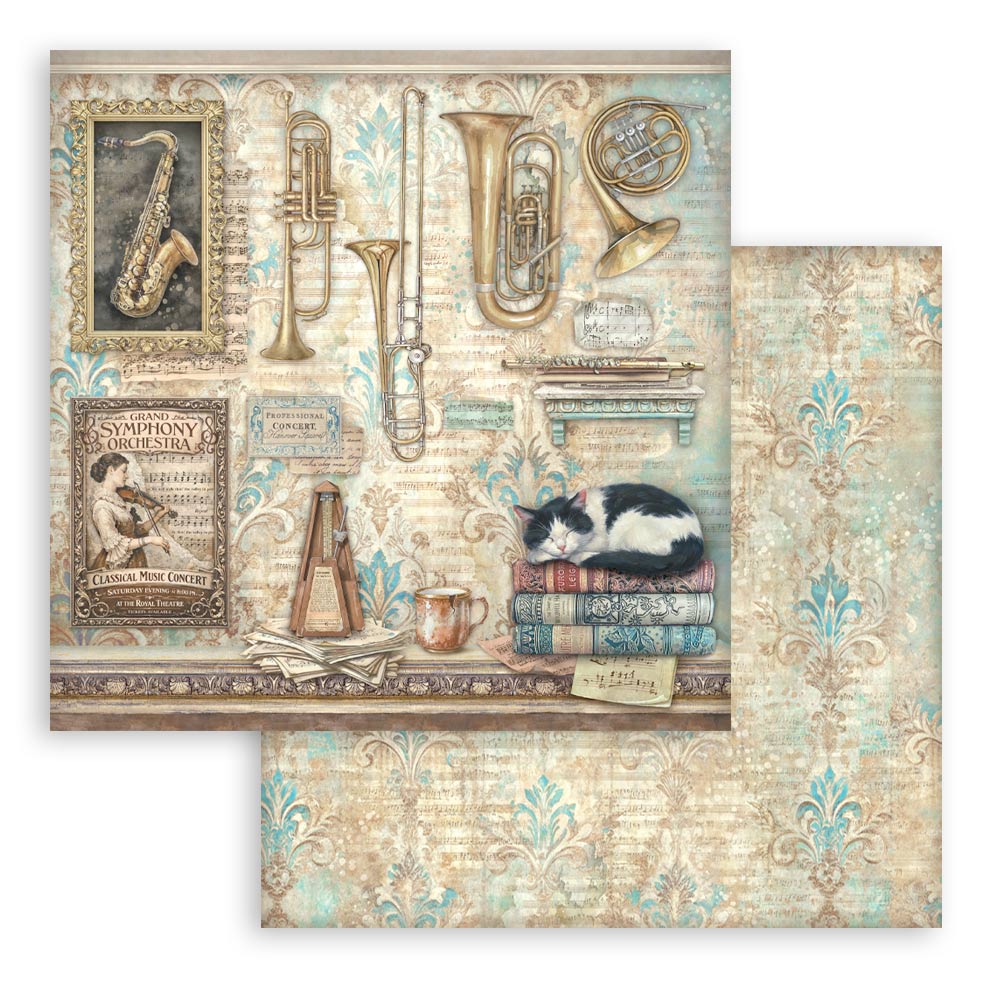 Stamperia SYMPHONY 8X8 Double Faced Paper 10 Sheets + Bonus #SBBS144