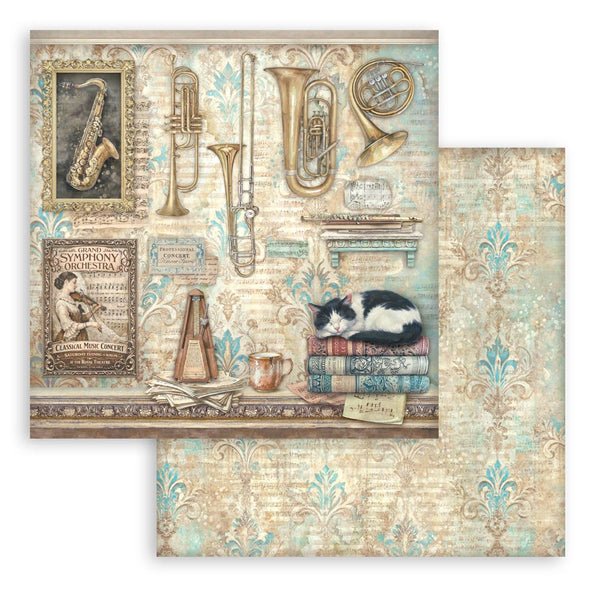 Stamperia SYMPHONY 8X8 Double Faced Paper 10 Sheets + Bonus #SBBS144