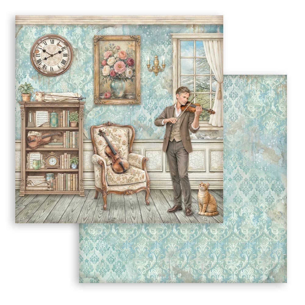 Stamperia SYMPHONY 8X8 Double Faced Paper 10 Sheets + Bonus #SBBS144