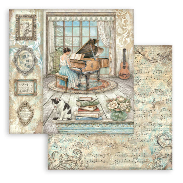 Stamperia SYMPHONY 8X8 Double Faced Paper 10 Sheets + Bonus #SBBS144