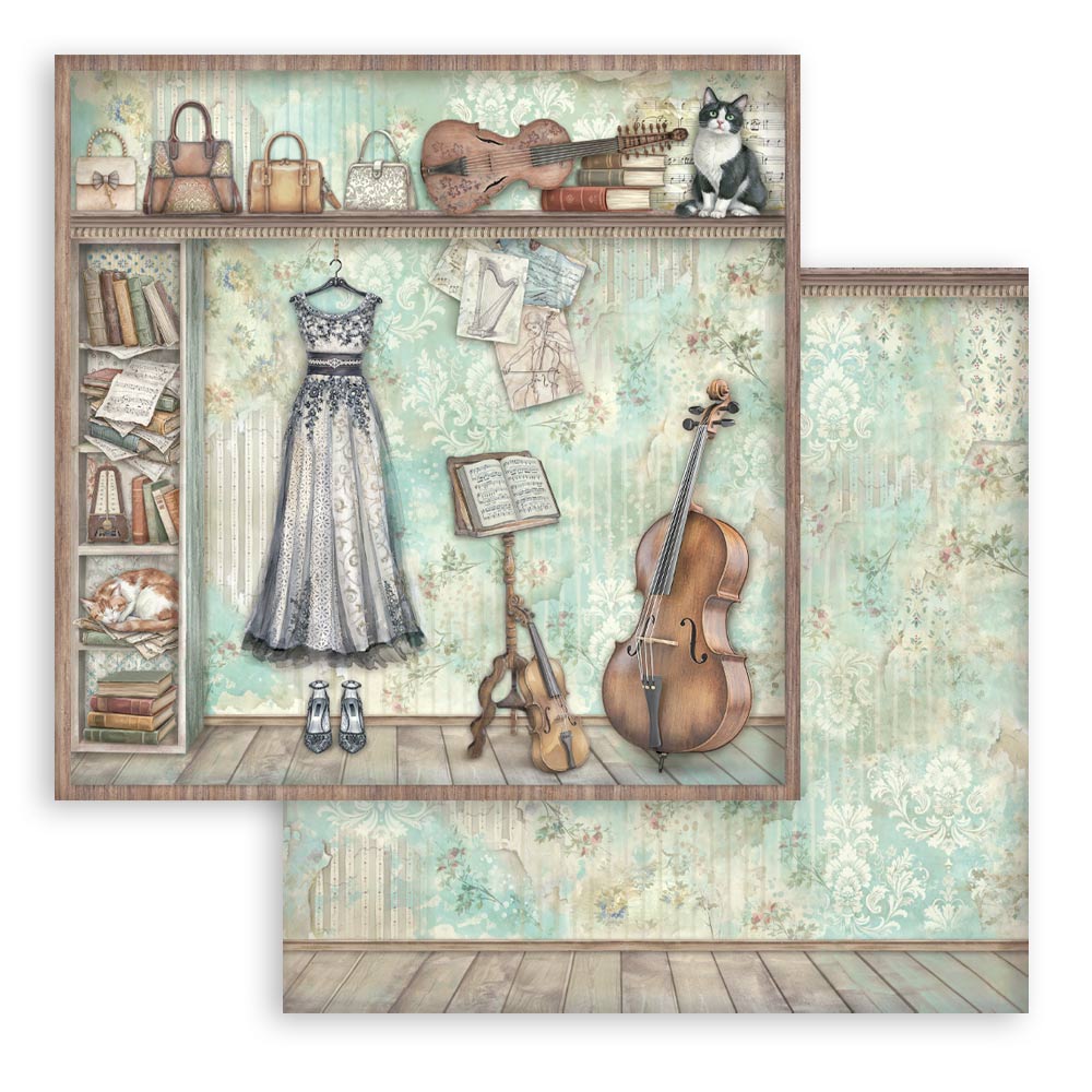 Stamperia SYMPHONY 8X8 Double Faced Paper 10 Sheets + Bonus #SBBS144