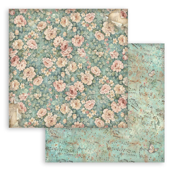 Stamperia SYMPHONY BACKGROUNDS 8X8 Double Faced Paper 10 Sheets + Bonus #SBBS145