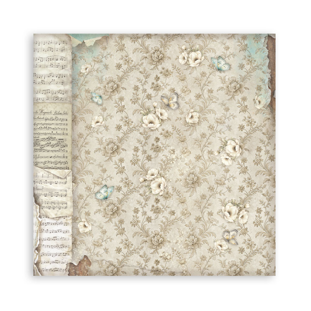 Stamperia SYMPHONY BACKGROUNDS 8X8 Double Faced Paper 10 Sheets + Bonus #SBBS145