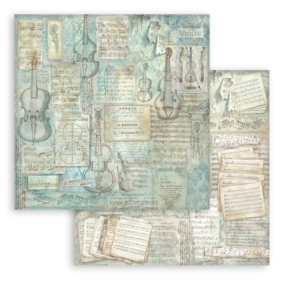 Stamperia SYMPHONY BACKGROUNDS 8X8 Double Faced Paper 10 Sheets + Bonus #SBBS145