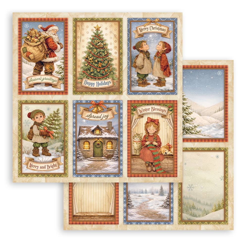 Stamperia SILENT NIGHT - CHRISTMAS 8X8 Double Faced Paper 10 Sheets + Bonus #SBBS148