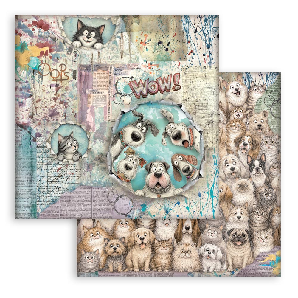 Stamperia FURRY FRIENDS 2 - 8X8 Double Faced Paper 10 Sheets + Bonus #SBBS150