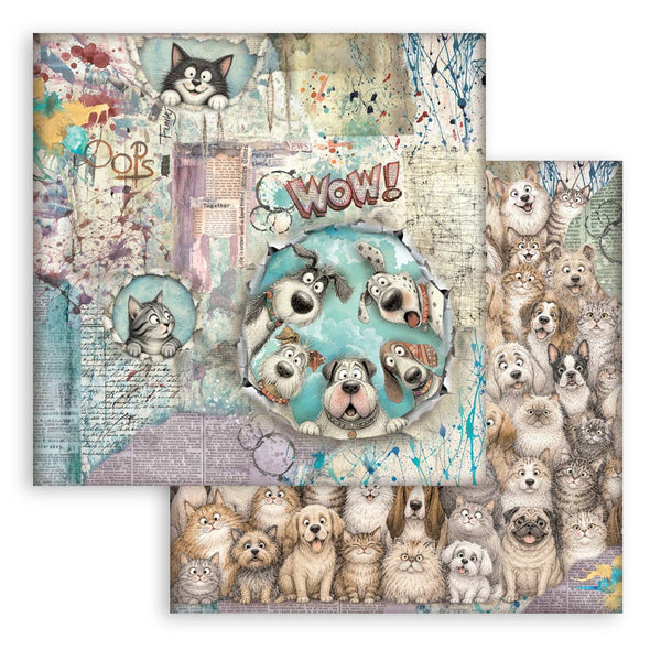 Stamperia FURRY FRIENDS 2 - 8X8 Double Faced Paper 10 Sheets + Bonus #SBBS150