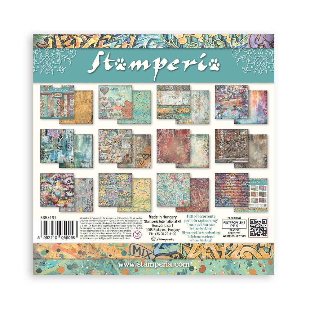 Stamperia FURRY FRIENDS 2 - BACKGROUNDS 8X8 Double Faced Paper 10 Sheets + Bonus #SBBS151