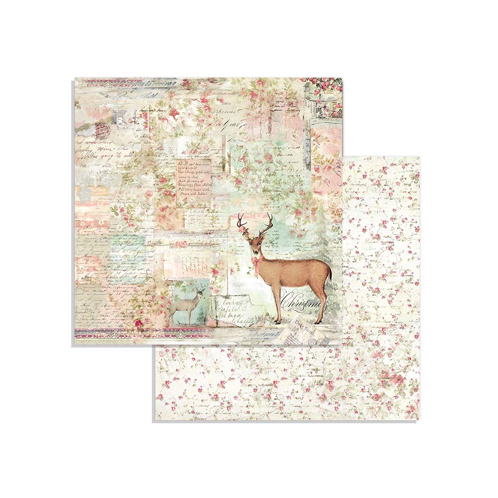 Stamperia PINK CHRISTMAS 8X8 Double Faced Scrapbook Paper 10 Sheets + BONUS #SBBS16