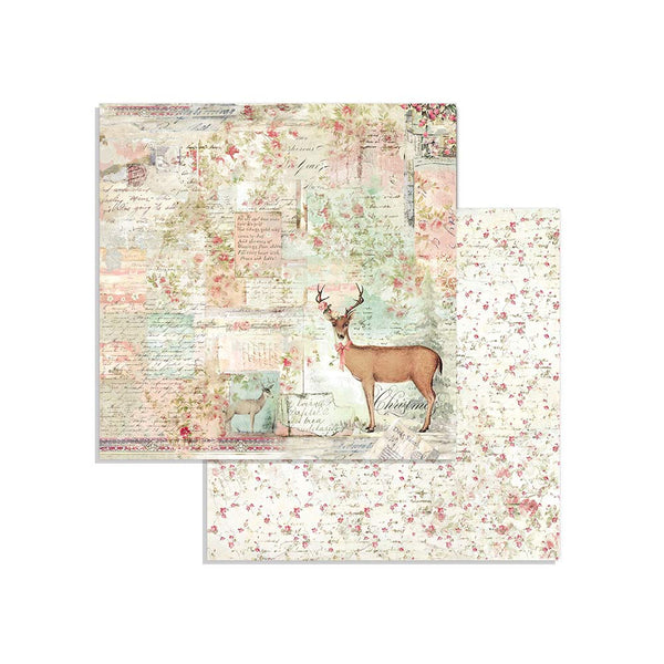 Stamperia PINK CHRISTMAS 8X8 Double Faced Scrapbook Paper 10 Sheets + BONUS #SBBS16