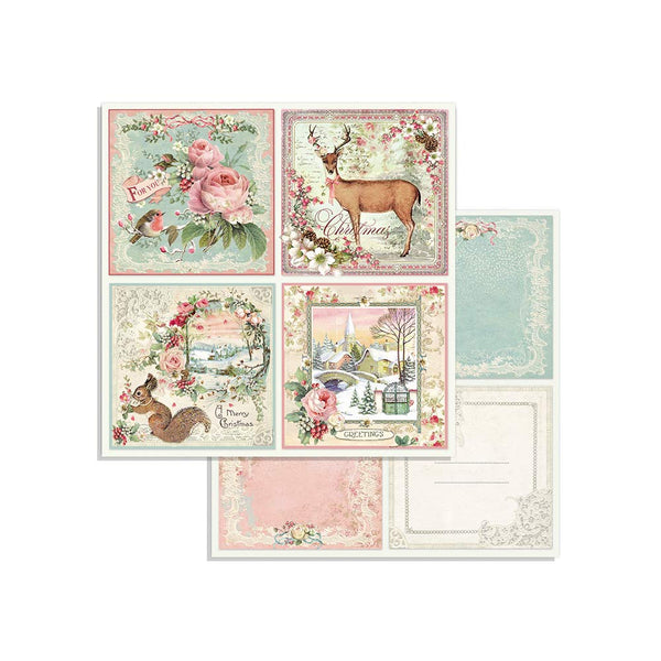 Stamperia PINK CHRISTMAS 8X8 Double Faced Scrapbook Paper 10 Sheets + BONUS #SBBS16