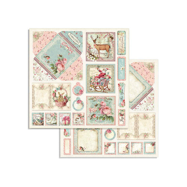 Stamperia PINK CHRISTMAS 8X8 Double Faced Scrapbook Paper 10 Sheets + BONUS #SBBS16