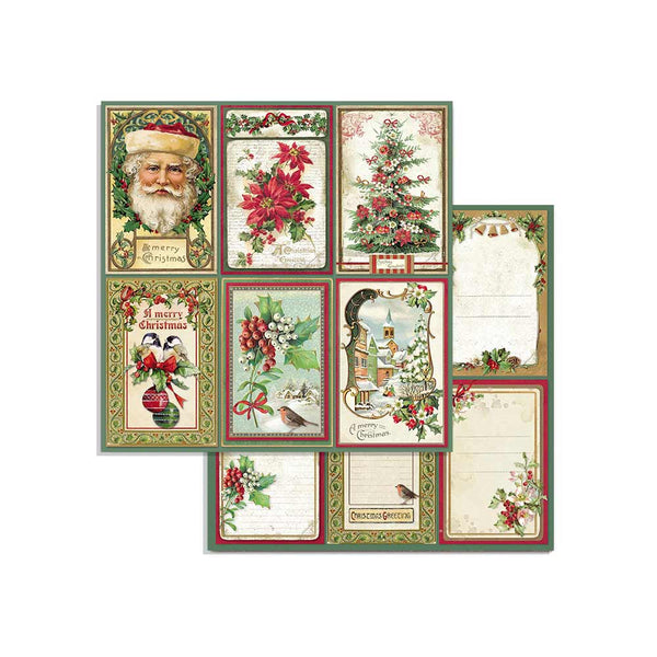 Stamperia CLASSIC CHRISTMAS 8X8 Double Faced Scrapbook Paper 10 Sheets + BONUS #SBBS17